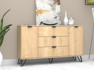 Vente-unique - Sideboard mit 2 Türen & 3 Schubladen - Holzfarben & Schwarz - MENODA