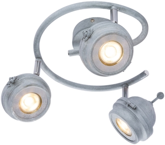 LED Deckenleuchte, Metall, grau, Antik, Spots beweglich