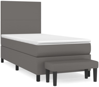 vidaXL Boxspringbett mit Matratze Grau 80x200 cm Kunstleder 3137513