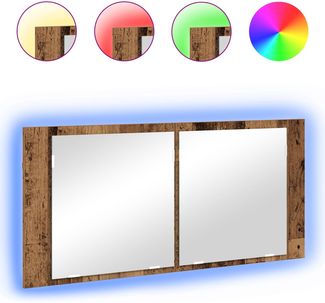 vidaXL LED Spiegel-Schrank Altholz 100 x 12 x 45 cm Holzwerkstoff 875042