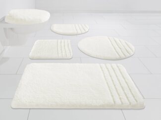Möve Badematte Loft, Badvorleger, Badezimmer Teppich, Höhe 30 mm, rutschhemmend beschichtet, fußbodenheizungsgeeignet, schnell trocknend, strapazierfähig, Polyacryl, halbrund, Badteppich, Badematten auch als 2 teiliges Set & rund