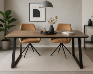 Esstisch in Holzdekor & Metall – ausziehbar von 160 auf 200 cm – modern & pflegeleicht