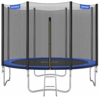 Songmics Trampolin mit Sicherheitsnetz, Leiter und gepolsterten Stangen, schwarz-blau, Ø 305 cm