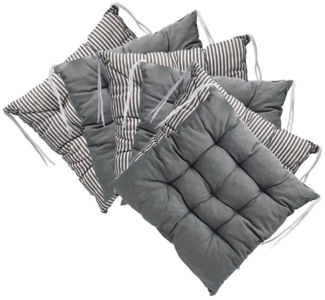 LILENO HOME Stuhlkissen - Wende Sitzkissen für Gartenstuhl oder Küchenstuhl 40 x 40 x 6 cm, Bequeme Indoor u. Outdoor Stuhlauflage als Stuhl Kissen Anthrazit