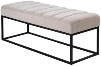 Home4You Sitzbank, Beige, Schwarz, Webstoffbezug, Metallgestell, B 120 x H 48 x T 44 cm, Gesteppt