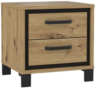 Nachtkommode >TRONDHEIM< in Artisan Eiche / Schwarz Eiche