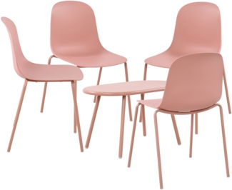 CLP 4er Sitzgruppe Veldin Set 1 Tisch 4 Stapelstühle wetterfest UV-beständig,pink