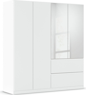 rauch 'Joel' Kleiderschrank, 4-türig, mit Spiegel, 2 Schubladen, push-to-open, mit 2 Kleiderstangen und 2 Einlegeböden, Farbe Weiß, 181 x 197 x 54 cm