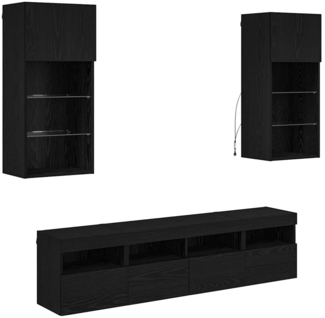 vidaXL TV Wand Einheiten mit LED 5 pcs Schwarz Eichen-Optik 3402982