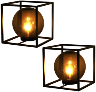 2x LED Solarleuchte, Kugel, rauch, Würfel-Design, L 30 cm