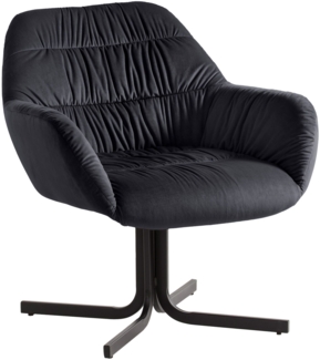 Loungesessel Samt Schwarz Design Clubsessel mit Metallbeine, Schalenstuhl gepolstert mit Rückenlehne, Cocktailsessel Lounge Armlehnen, Sessel mit Stoffbezug