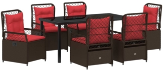 vidaXL Garten Essgruppe 7 pcs Braun Poly-Rattan 3381048