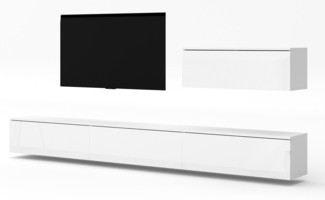 AX LIVING Wohnwand weiß Loriano IV Matt/Hochglanz Anbauwand 300 cm