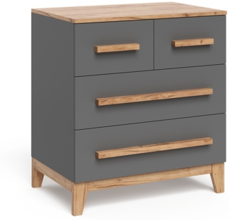 Kommode Malia Grau/Artisan 80 x 88 cm mit 4 Schubladen Vitalispa