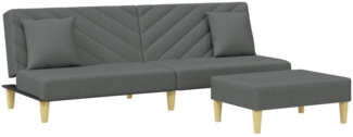 vidaXL Schlafsofa 2-Sitzer mit Kissen und Fußhocker , Dunkelgrau