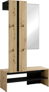byLIVING Kompaktgarderobe Dielen - Set Nante (2-St) maximale Ordnung auf wenig Fläche mit Spiegel, Kleiderstange und Haken
