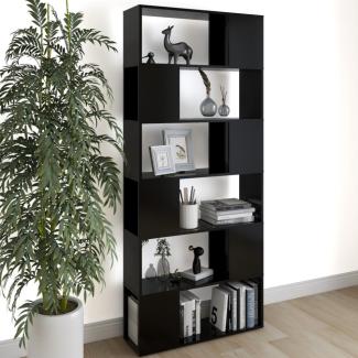 vidaXL Bücherregal Raumteiler Schwarz 80x24x186 cm Holzwerkstoff 809153