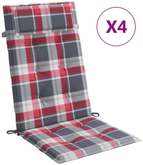 vidaXL Hochlehner-Auflagen 4 Stk. Rot Karomuster Oxford-Gewebe 361914