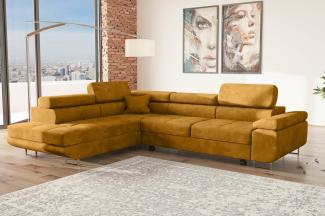 Stylefy Marokko Ecksofa Gelb Velours MONOLITH Links