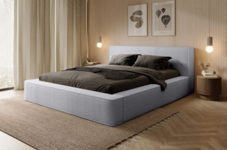 Polsterbett Doppelbett OMAHA 180x200cm Komplettset Stoff Euphoria Hellgrau
