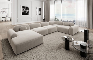 Sofa Dreams Wohnlandschaft Stoff Sofa Polstersofa Stoffcouch Stoffsofa Barcelona U Form Couch, Loungesofa