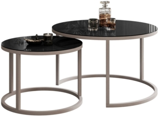 Lookway Couchtisch CIRI 2in1 GLASS KASCHMIR (2er-Set), Durchmesser: ⌀70 cm und ⌀50 cm