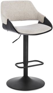 Barhocker Roxanne aus Stoff, modern drehbar und höhenverstellbar, Beige Rainy, mit Fußstütze
