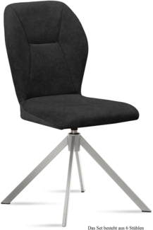 Esszimmerstuhl drehbar (6er-Set) Deandra 51 x 92 x 60 Edelstahl/Anthrazit