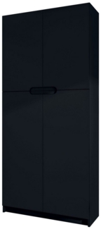 Vladon Aktenschrank Logan (Aktenschrank, mit 5 Fächern und 4 Türen) Schwarz matt/Schwarz matt (82 x 185 x 37 cm)