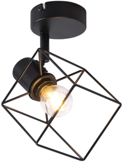 ZMH Schwarzer Deckenstrahler E14 350° Verstellbare Deckenlampe Vintage Metall Wohnzimmer