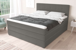 99rooms Madagaskar Boxspringbett Kunstleder MADRYT Beton 180x200 cm Taschen-Federung