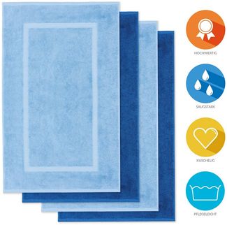 Lavea Badematte 4er Set Badeteppiche Elena Frottee 50x80 cm Badvorleger, 100% Baumwolle, 500 g/m² Frottier, weich & saugstark, pflegeleicht