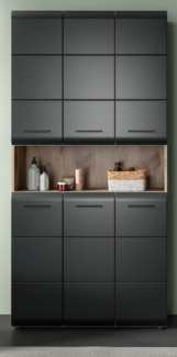 Badezimmer Hochschrank Cover in schwarz und Eiche 90x185 cm