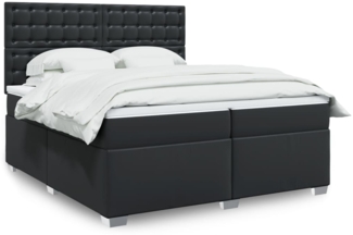 vidaXL Boxspringbett mit Matratze Schwarz 200x200 cm Kunstleder 3293036