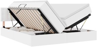 vidaXL Aufbewahrungsbett mit Matratze Reinweiß 200 x 200 cm Kunstleder 3370910