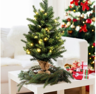 COSTWAY Künstlicher Weihnachtsbaum, 363 Spitzen PVC Nadeln, 50 LEDs, Timer