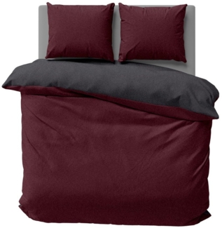 One Home Bettwäsche Doubleface Unifarben, Fleece, 3 teilig, Wende modern, kuschelig flauschig warm weich Winter Doppelbett