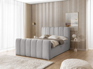 Boxspringbett Schlafzimmerbett DENIS PREMIUM 120x200 cm Stoff Catch Me Silbergrau