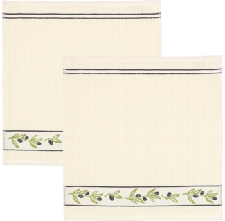 Kracht Geschirrtuch Frottier-Geschirrtuch "Olivenzweige" 2er-Pack, Baumwolle Motiv