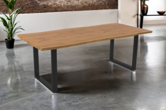Esstisch Baumkante Holz-Optik Wildeiche 240 x 100 U-Gestell schwarz JOSY 142463999