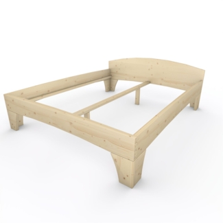 Holzbett (Fichte) "Rosi" 180 x 220 cm 48 cm mit Kopfteil Massivholzbett Bett
