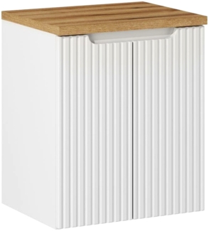 Waschtischunterschrank 50cm, weiß und Eiche, NEWPORT-56-WHITE