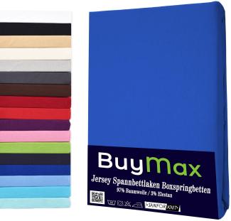 Buymax Spannbettlaken Stretch 140x200-160x220 cm für Wasserbetten und Boxspringbetten Bettbezug für Matratzen bis 35 cm Matratzenhöhe, Blau Dunkelblau