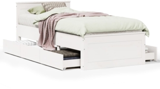 vidaXL Massivholzbett ohne Matratze mit Kopfteil Weiß 75x190 cm 3308790