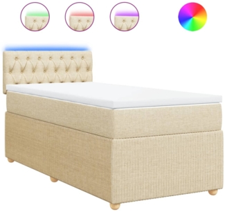 vidaXL Boxspringbett mit Matratze Creme 90x200 cm Stoff 3289651