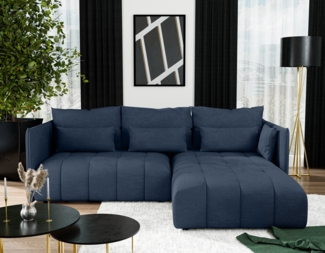 AX LIVING Ecksofa mit Schlaffunktion und Bettkasten Cosmova Blau 245cm