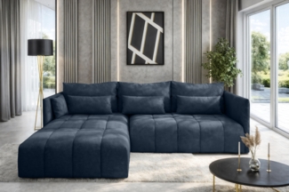 AX LIVING Ecksofa mit Schlaffunktion und Bettkasten Cosmova Blau 245cm