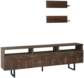 Dmora Fernsehschrank Barbania, Ständer für Wohnzimmerfernseher, Niedriges Wohnzimmer-Sideboard, TV-Ständerbasis, 170x30h40 cm, Nussbaum