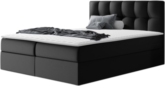 Boxspringbett Cleofas , Schwarz, 160x200 cm, Kunstleder