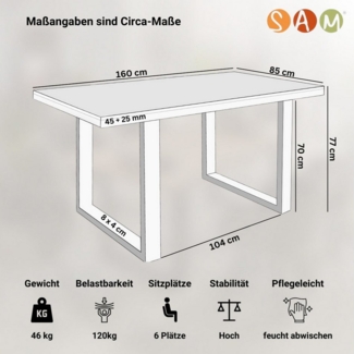 SAM® Esstisch Pearl, Akazienholz, gerade Kante, Metallgestell U-Form, bis 3m